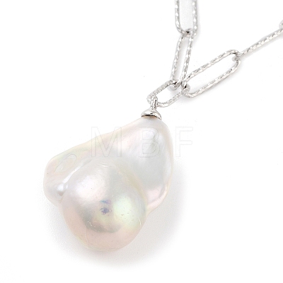 925 Sterling Silver with Pearl Pendant Necklaces STER-Z009-13P-1