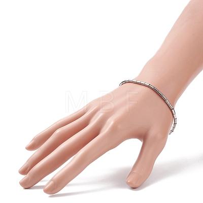 Glass Column Beaded Stretch Bracelet for Women BJEW-JB08625-02-1