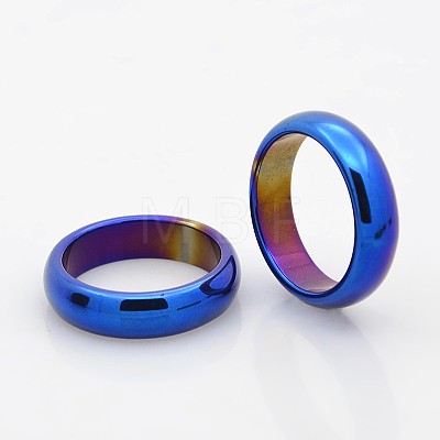 Electroplate Non-Magnetic Synthetic Hematite Wide Band Rings RJEW-J006B-M-1
