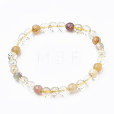 Natural Rutilated Quartz Beaded Stretch Bracelets G-T104-30-1