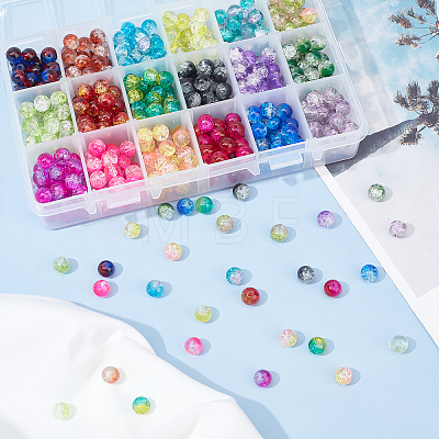 DIY Baking Painted Crackle Glass Beads Stretch Bracelet Making Kits DIY-PH0004-54B-1