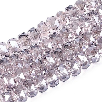 Electroplate Transparent Glass Beads Strands EGLA-N022-04A-D15-1