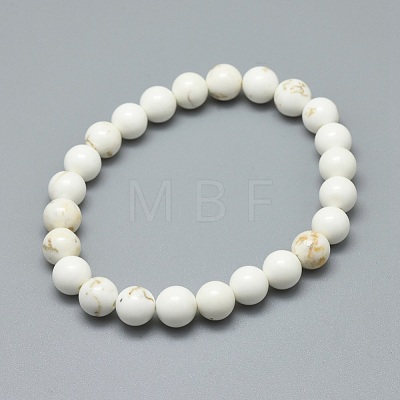 Natural Magnesite Bead Stretch Bracelets BJEW-K212-A-008-1