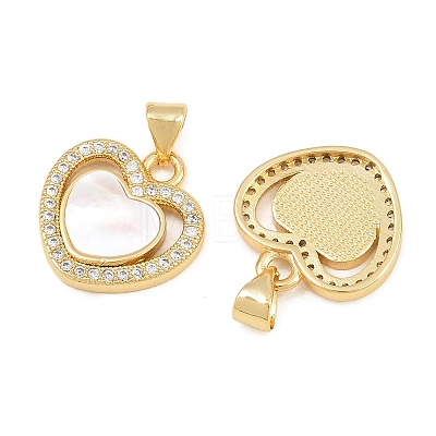 Brass Micro Pave Clear Cubic Zirconia with White Shell Pendants CU-CBA9482-02G-01-1
