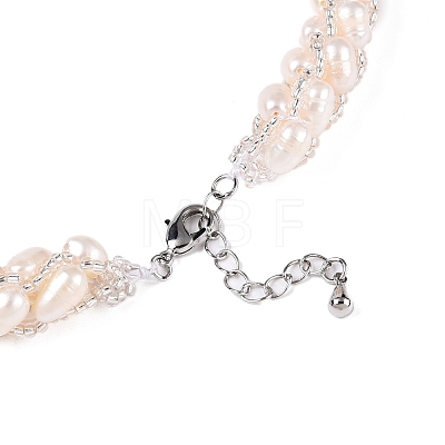 Natural Cultured Freshwater Pearl Beads Necklaces & Bracelets Jewelry Sets SJEW-N039-01-1