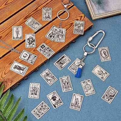 22Pcs Stainless Steel Pendant Tarot Jewelry Cutting Pendant DIY Necklace Accessories JX559A-1