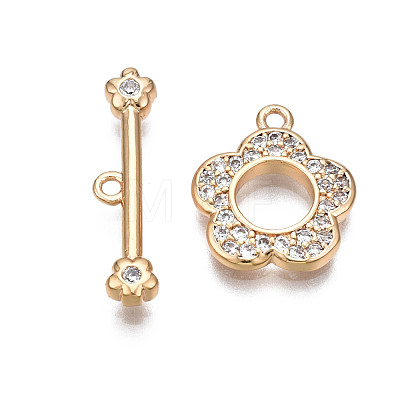 Brass Micro Pave Clear Cubic Zirconia Toggle Clasps KK-Q278-013-NF-1