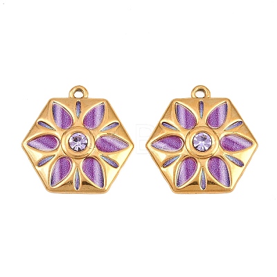 304 Stainless Steel Enamel & Rhinestone Pendants LS-STAS-G398-26G-03-1