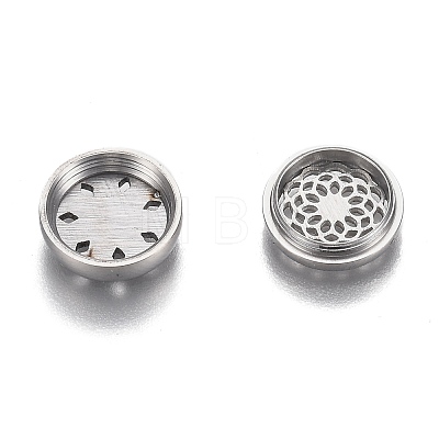 304 Stainless Steel Diffuser Locket Aromatherapy Essential Oil AJEW-N025-09P-1