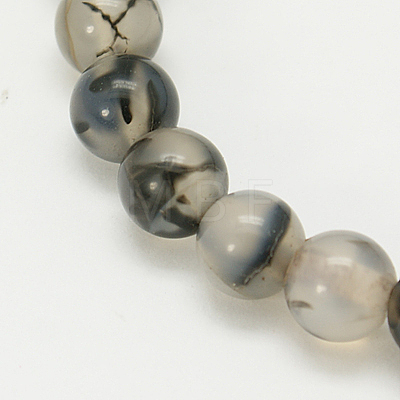 Natural Grey Agate Beads Strands G-G390-8mm-07-1