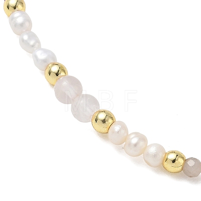 Natural Rhodonite & Rose Quartz & Ruby & Cultured Freshwater Pearl Beaded Stretch Bracelets for Women BJEW-JB13712-1