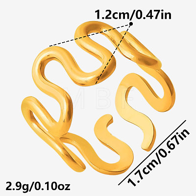 Geometric 304 Stainless Steel Adjustable Cuff Open Rings for Women WL5945-2-1