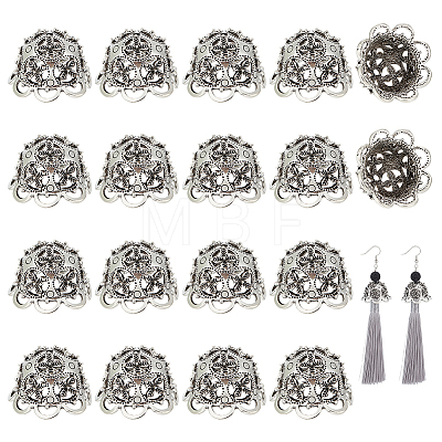 24Pcs Tibetan Style Alloy Bead Caps TIBE-PH0002-63AS-1
