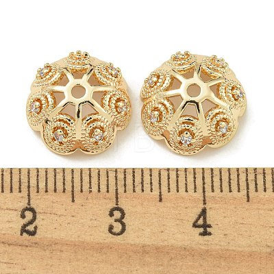 Rack Plating Brass Micro Pave Clear Cubic Zirconia Bead Caps KK-K386-14G-01-1