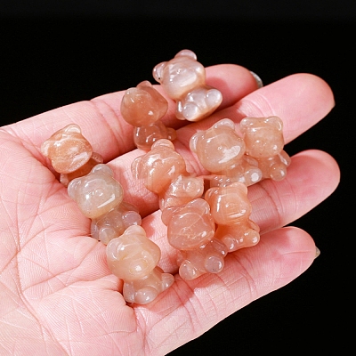 Natural Peach Moonstone Carved Bear Beads PW-WG3BA8C-01-1