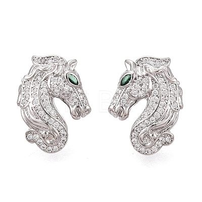 Brass Micro Pave Cubic Zirconia Stud Earrings EJEW-Q033-01P-1