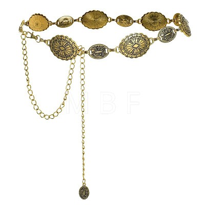 Boho Alloy Oval Flower Link Chain Waist Chains for Woman WG29A3A-01-1