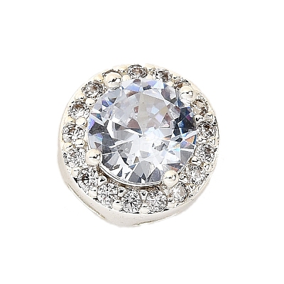 Brass Micro Pave Cubic Zirconia Beads KK-D408-11S-04A-1