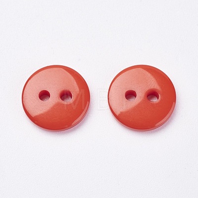 2-Hole Flat Round Resin Sewing Buttons for Costume Design BUTT-E119-18L-08-1