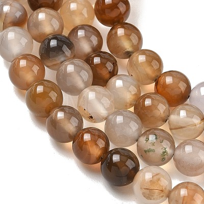 Dyed Natural Agate Round Beads Strands G-E321B-8mm-01-1