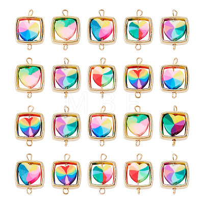 25Pcs Polymer Clay Heart & CCB Square Frame Links Connector Charms CLAY-TADJ0001-05-1