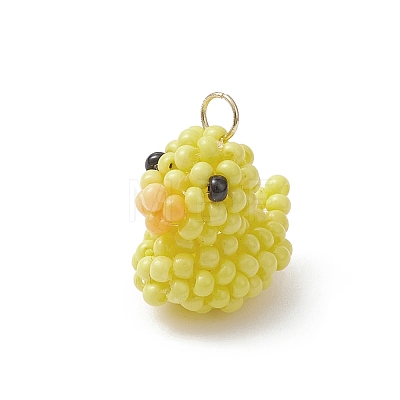 Glass Seed Beaded Duck Charms PALLOY-MZ01133-1
