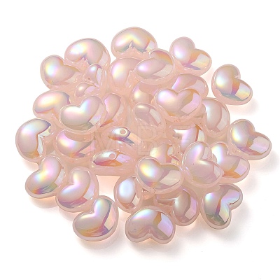 UV Plating Rainbow Iridescent Imitation Jelly Acrylic Beads OACR-C007-08B-1
