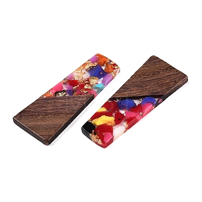 Opaque Resin & Walnut Wood Pendants RESI-T058-04H-1