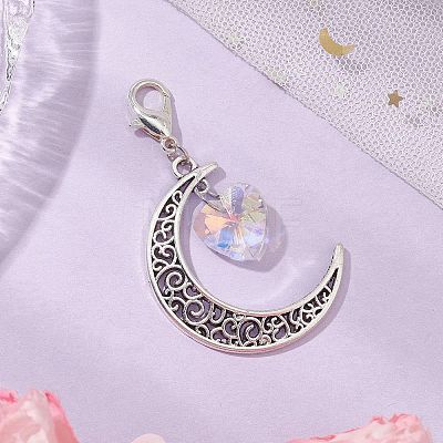 Alloy Moon & Glass Pendant Decorations HJEW-JM02689-01-1