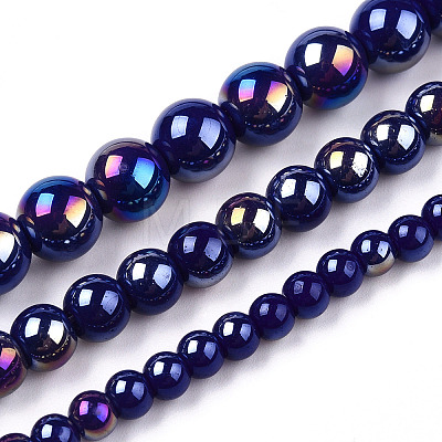 Electroplate Opaque Glass Beads Strands GLAA-T032-P8mm-AB03-1