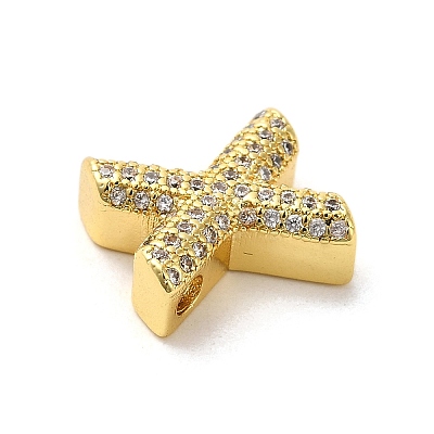 Brass Micro Pave Clear Cubic Zirconia Charms ZIRC-C009-01G-X-1