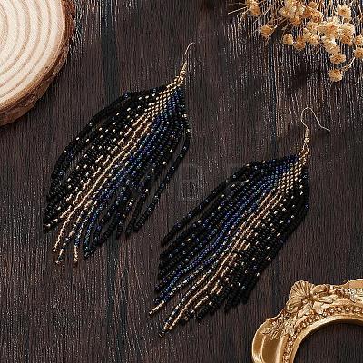 Bohemian Vintage Style Handmade Glass Seed Beads Dangle Earrings TY9837-1