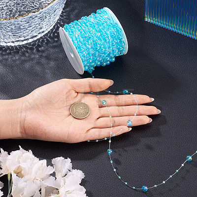Acrylic Round Beaded Link Chains DIY-MB0007-001D-1