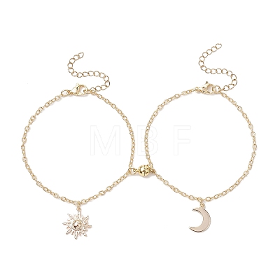 Sun & Moon 304 Stainless Steel Charm Couple Bracelets BJEW-TA00526-1