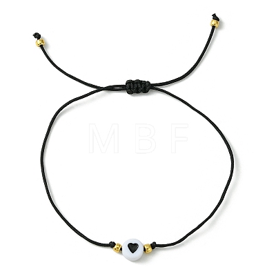 2Pcs 2 Color Acrylic Heart & Glass Seed Braided Bead Bracelet Set BJEW-JB09801-1