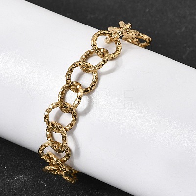 Textured 304 Stainless Steel Rolo Chain Bracelets for Women BJEW-A157-01G-1