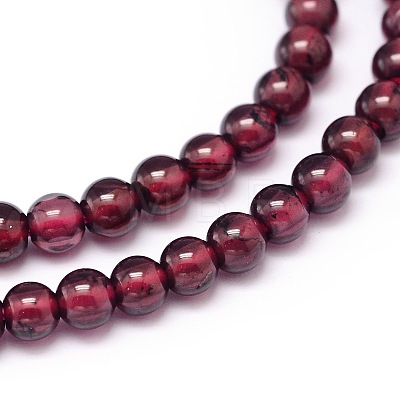 Mozambique Import Natural Grade A Garnet Round Beads Strands G-E300-A-4mm-1