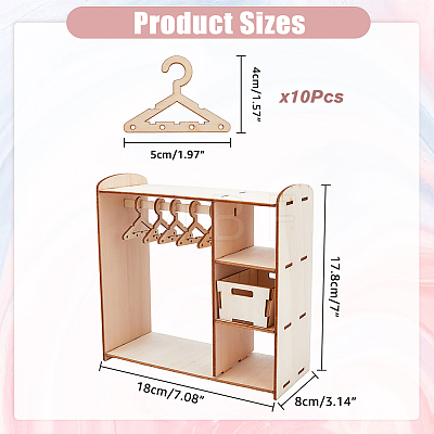 Assembled Wooden Doll Closet Earring Hanging Display Stands EDIS-WH0029-53-1
