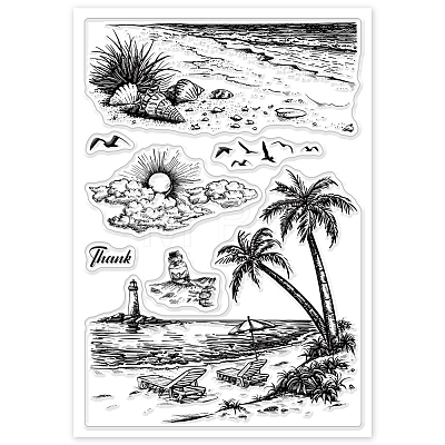 Custom Summer Theme PVC Plastic Clear Stamps DIY-WH0631-0021-1