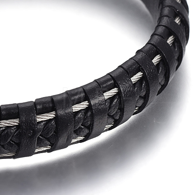 Leather Braided Cord Bracelets BJEW-E352-07B-1