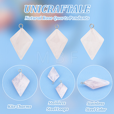 Unicraftale 12Pcs Natural Rose Quartz Pendants G-UN0001-20-1