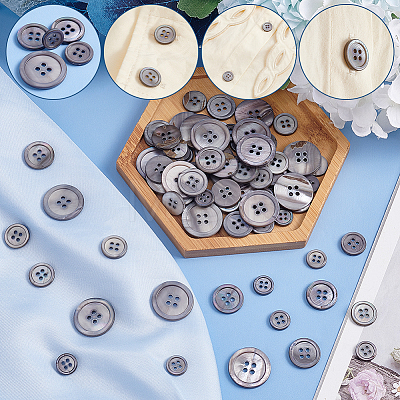 120Pcs 4 Style 4-Hole Natural Shell Buttons FIND-GA0003-28A-1