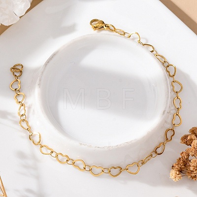 304 Stainless Steel Heart Link Bracelets BJEW-I191-01-1