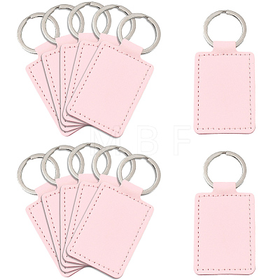 12Pcs Rectangle Imitation Leather Pendant Keychains KEYC-CL0001-52-1