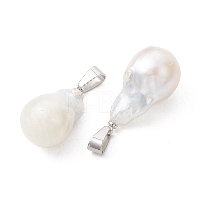 Natural Baroque Keshi Pearl Pendants PALLOY-JF05461-1