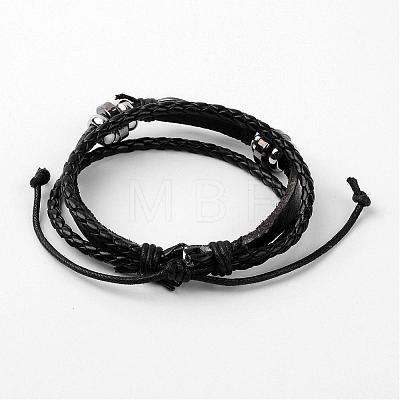 Adjustable Multi-Strand Leather Cord Bracelets BJEW-D423-03A-1