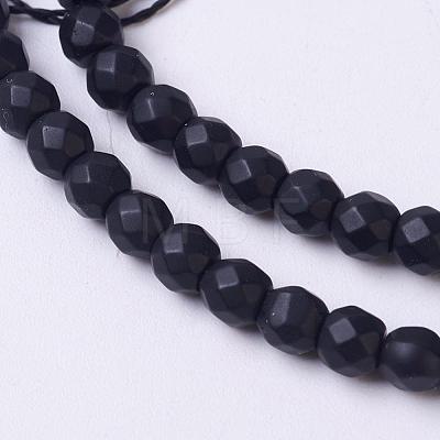 Synthetic Black Stone Beads Strands G-C059-4mm-1-1