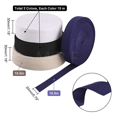  4 Styles Flat Cotton Twill Tape Ribbons OCOR-PH0002-52-1