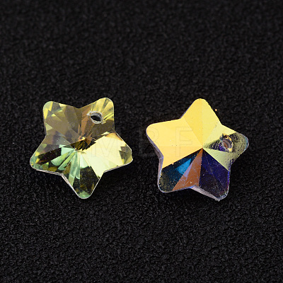 Star Faceted K9 Glass Charms EGLA-O006-04B-1