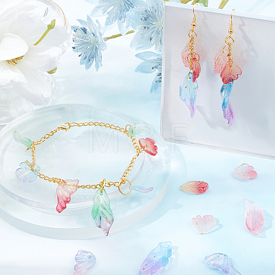 96Pcs 5 Style Two Tone Transparent Spray Painted Glass Pendants GLAA-SC0001-52-1